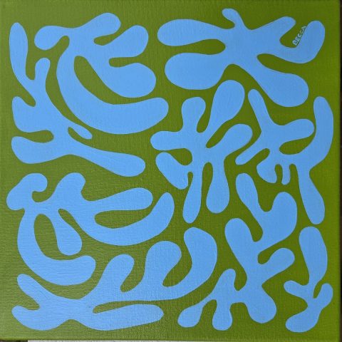 Sky blue on bright green