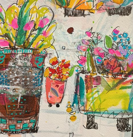 Green leaves and blue berries